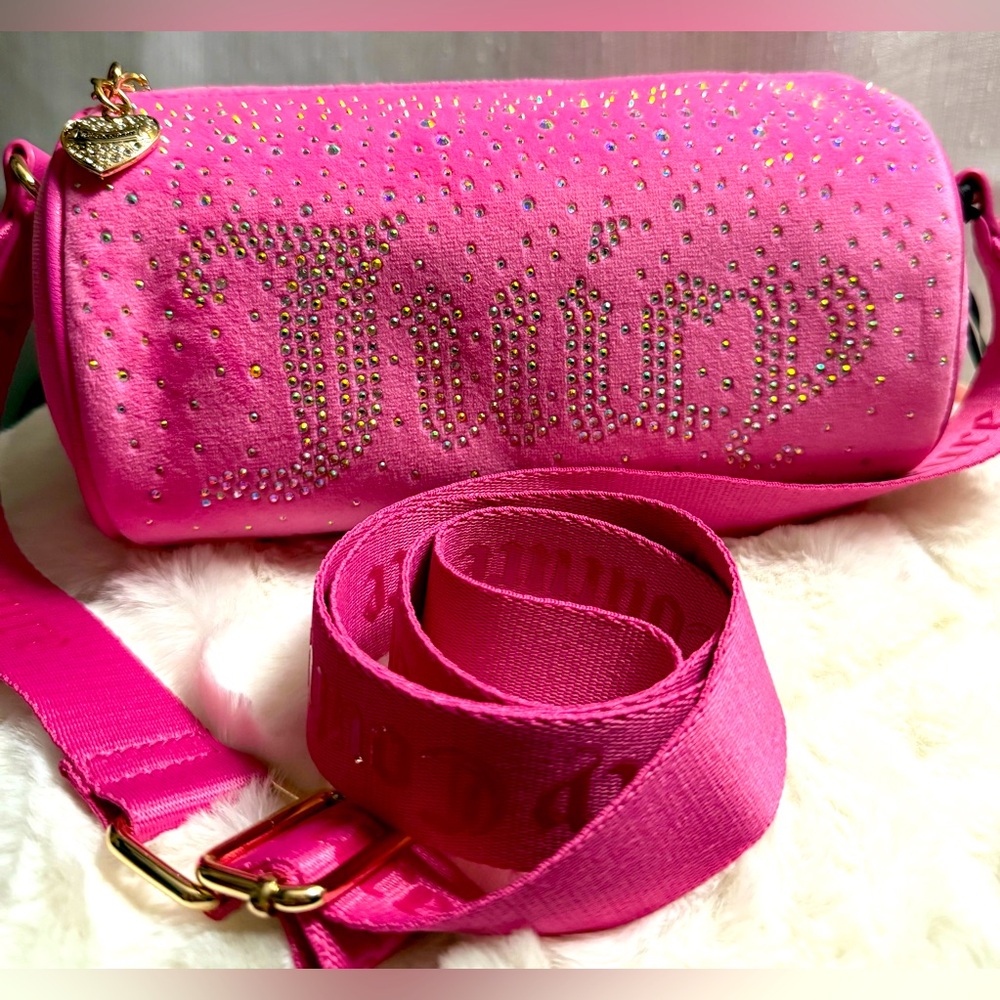 NEW Juicy Couture Pink Fuzzy Roll Crossbody Bag